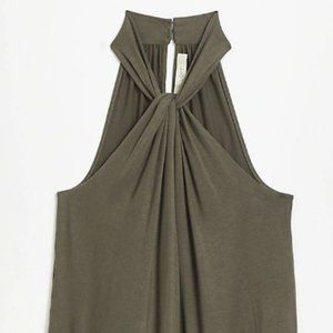 LOFT Olive Twist-Front Halter Top